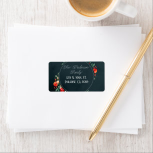 Winter Holiday Wreath Return Address Labels
