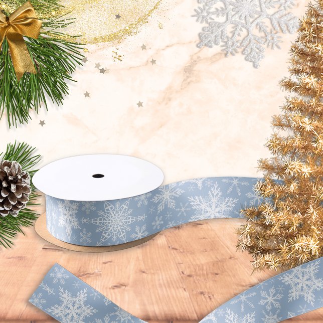Winter Holidays Blue Christmas Snowflakes Satin Ribbon (Creator Uploaded)