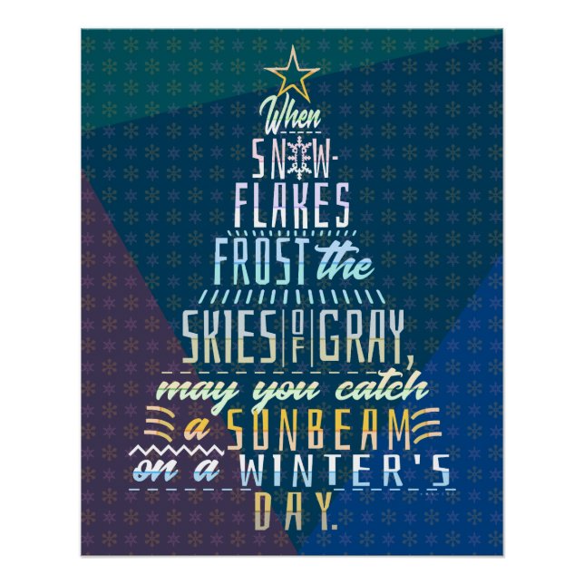 Winter Holidays Christmas Tree Snowflakes Poem Poster (Front)