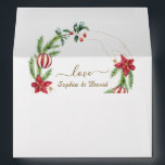 Winter Holidays Christmas Wedding Return Address  Envelope<br><div class="desc">Elegant and unique design featuring gorgeous watercolour pine branches,  berries,  Christmas balls,  gold hands arrangement as a winter holidays wreath on white. Use Personalise tool to add your info. For more ideas,  please visit my Gold Hands Holidays Collection.</div>