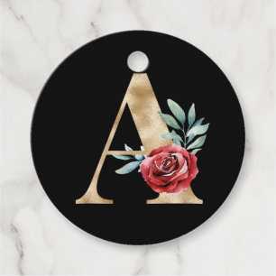 Winter holidays initials favour tag letter A