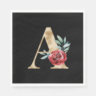 Winter holidays initials  letter A Napkin