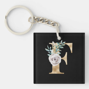 Winter holidays initials letter F Key Ring