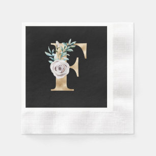 Winter holidays initials  letter F Napkin