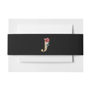 Winter holidays initials  letter J Invitation Belly Band