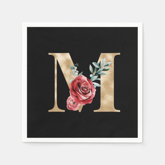 Winter holidays initials  letter M Napkin (Front)