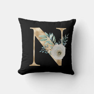 Winter holidays initials letter N Cushion