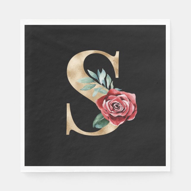 Winter holidays initials  letter S Napkin (Front)