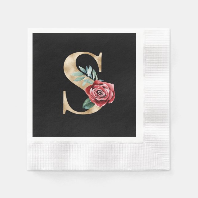 Winter holidays initials  letter S Napkin (Front)