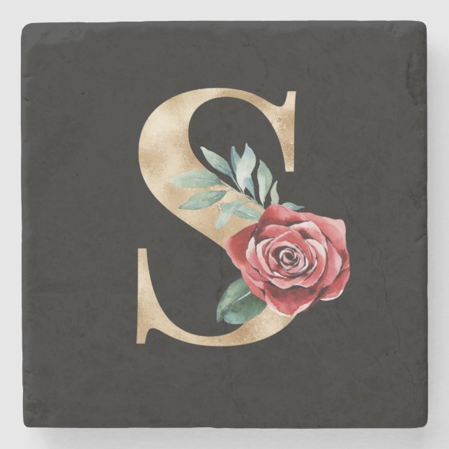 Winter holidays initials letter S Stone Coaster (Front)