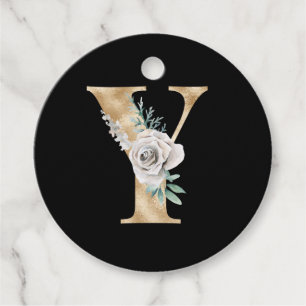 Winter holidays initials letter Y Favour Tags