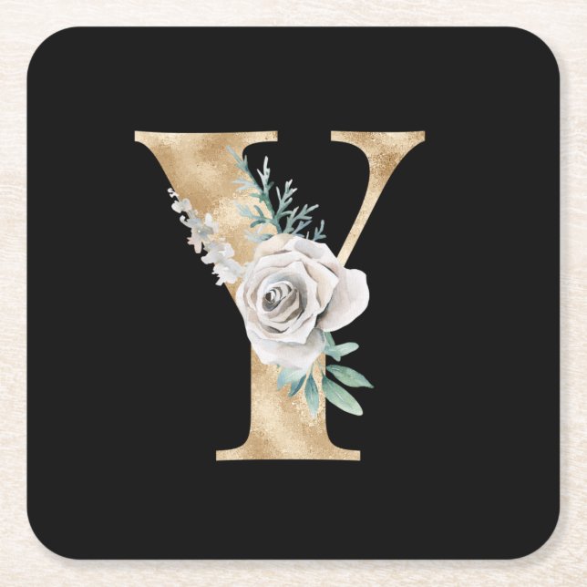 Winter holidays initials letter Y Square Paper Coaster (Front)