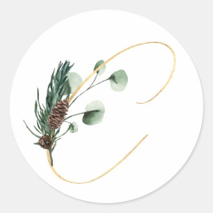 Winter holidays initials sticker