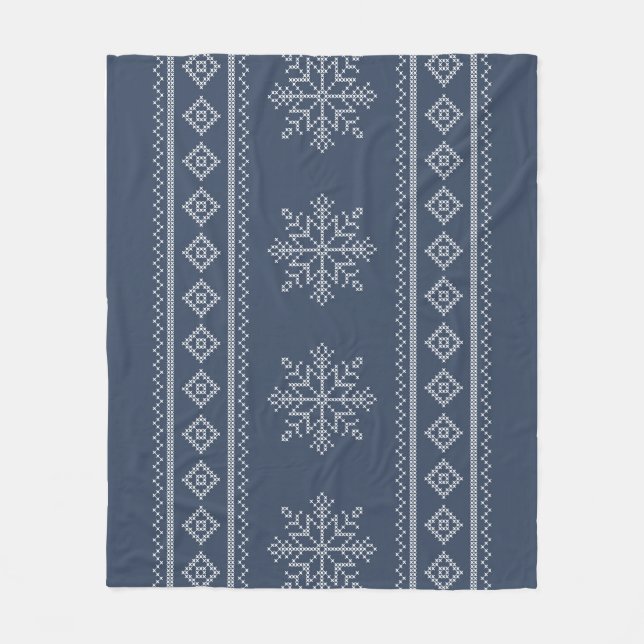 Winter holidays knitwear snowflake design fleece blanket (Front)