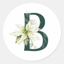 Winter holidays MONOGRAM  green letter poinsettia 