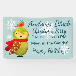 Winter Holidays Owl Banner