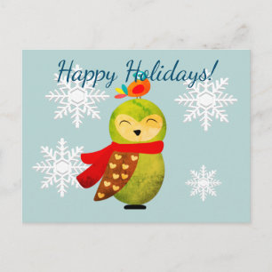 Winter Holidays Owl Postcard