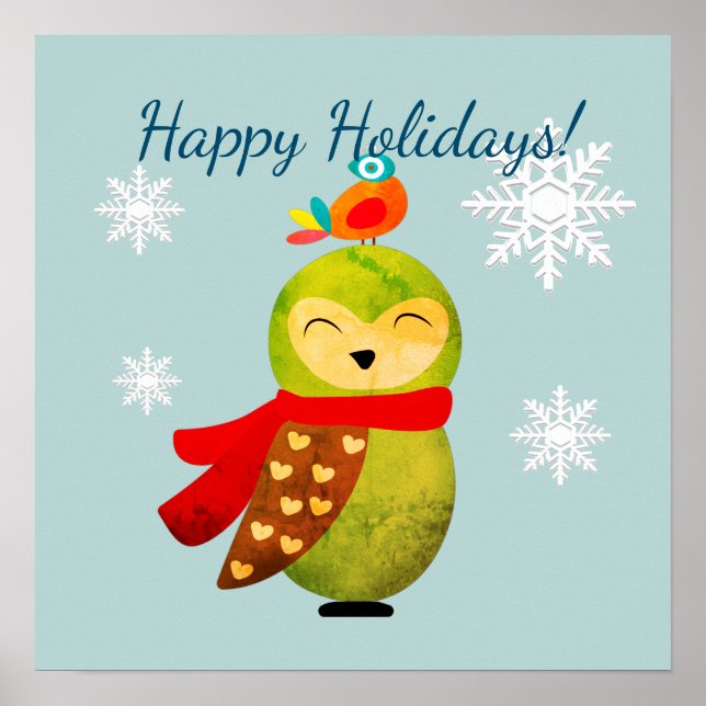 Winter Holidays Owl Poster (Front)
