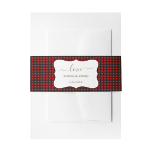 Winter Holidays Red Buffalo Plaid Wedding Invitation Belly Band
