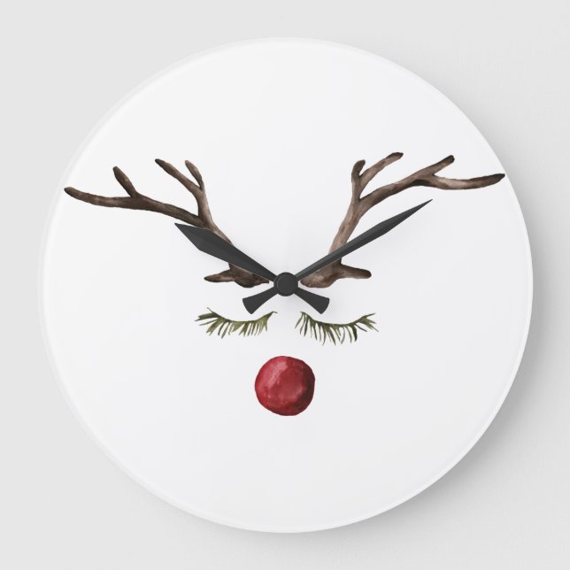 Winter holidays Rudolph Large Clock (Front)