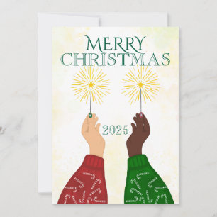 Winter Holidays Two Hands Christmas Together  Invitation