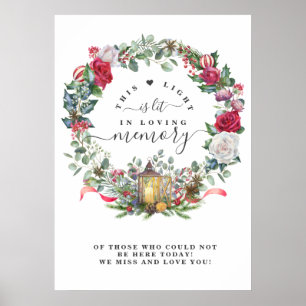 Winter Holidays Wreath In Loving Memory Sign
