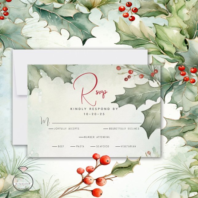 Winter Holly and Berries RSVP Card (Creator Uploaded)