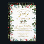 Winter Holly Berries Christmas Holiday Baby Shower Invitation<br><div class="desc">Winter Holly Berries Christmas Holiday Baby Shower Invitation</div>