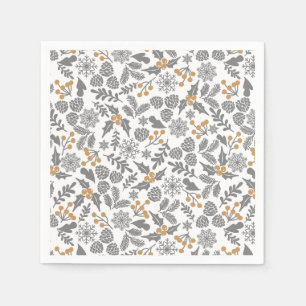 Winter Holly & Berries Holiday Pattern Napkin