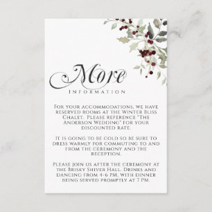 Winter Holly Berry More Information Wedding Enclosure Card