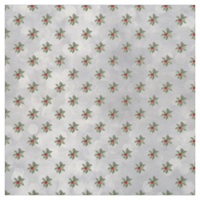 Winter Holly Berry Pattern Fabric (Swatch)