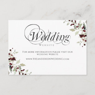 Winter Holly Berry Wedding Website Enclosure Card