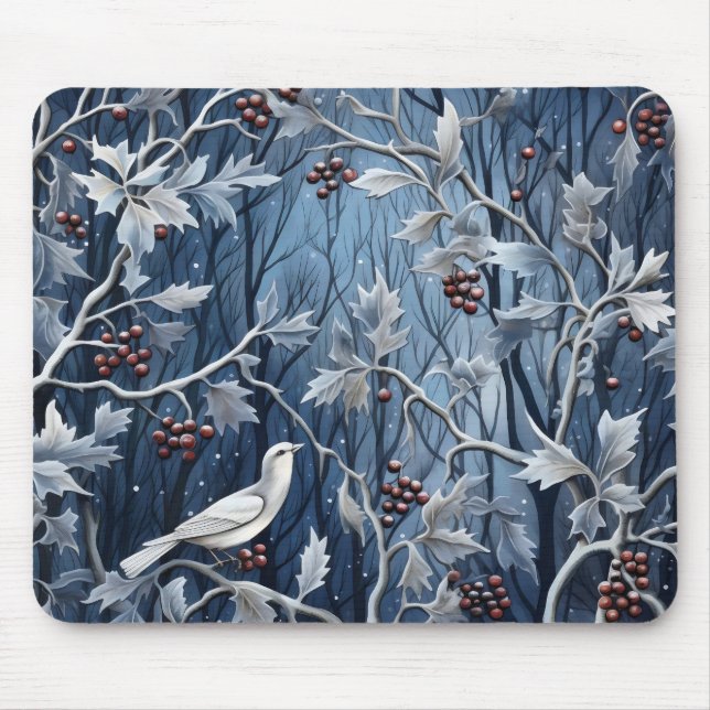 Winter Holly Bird Mouse Pad (Front)