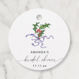 Winter holly branch - bridal shower favour tags