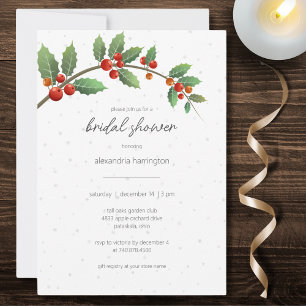 Winter Holly Bridal Shower  Invitation