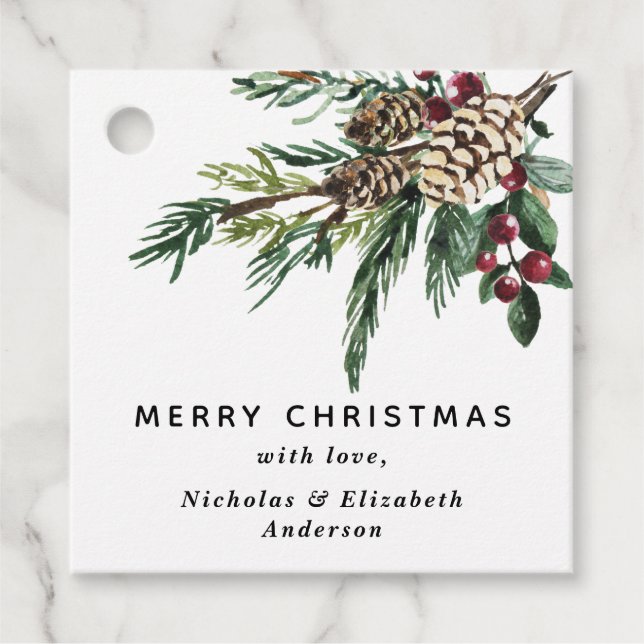 Winter Holly Christmas  Favour Tags (Front)