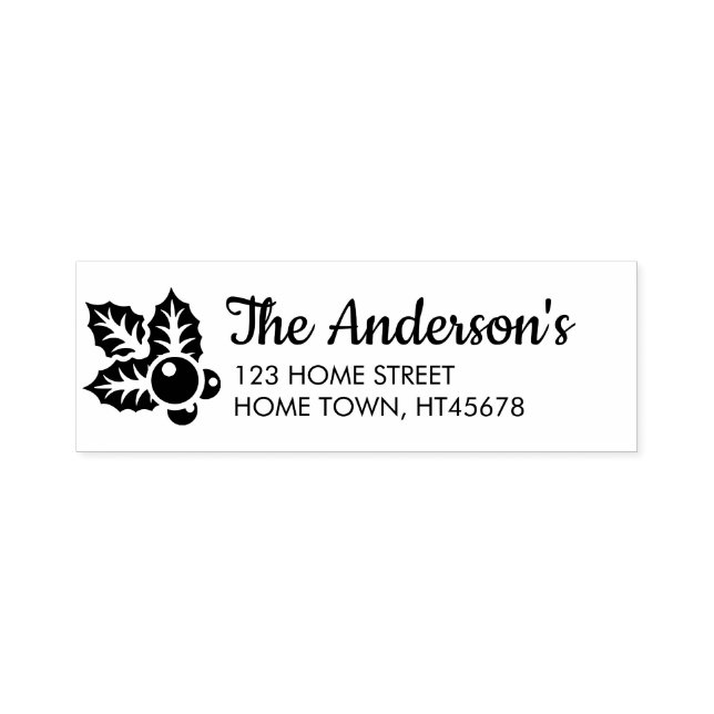 Winter Holly Name Return Address Self-inking Stamp (Design)