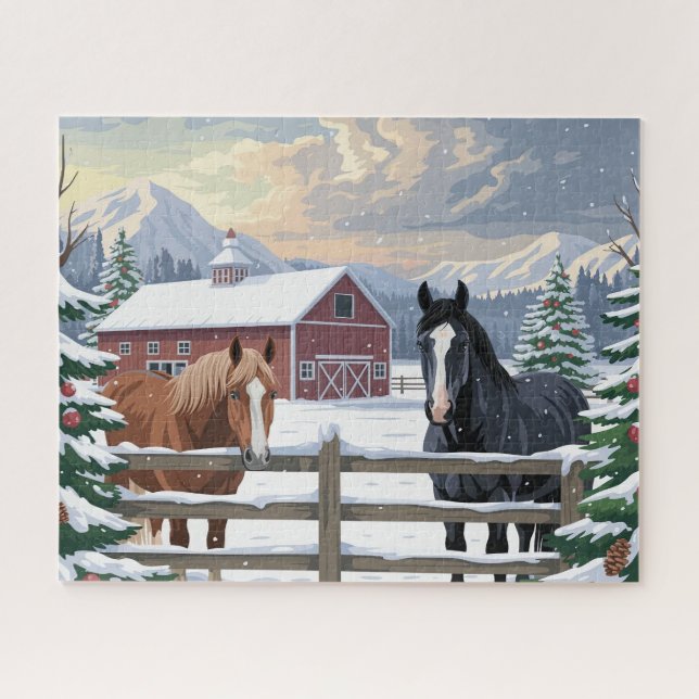 Winter Horse Farm Jigsaw Puzzle (Horizontal)