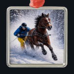 Winter Horse Holiday Ornaments<br><div class="desc">Dynamic winter horse skijoring design capturing the beauty, strength and motion of this exciting sport. Perfect for horse lovers, equestrian enthusiasts and fans of powerful horse imagery.</div>