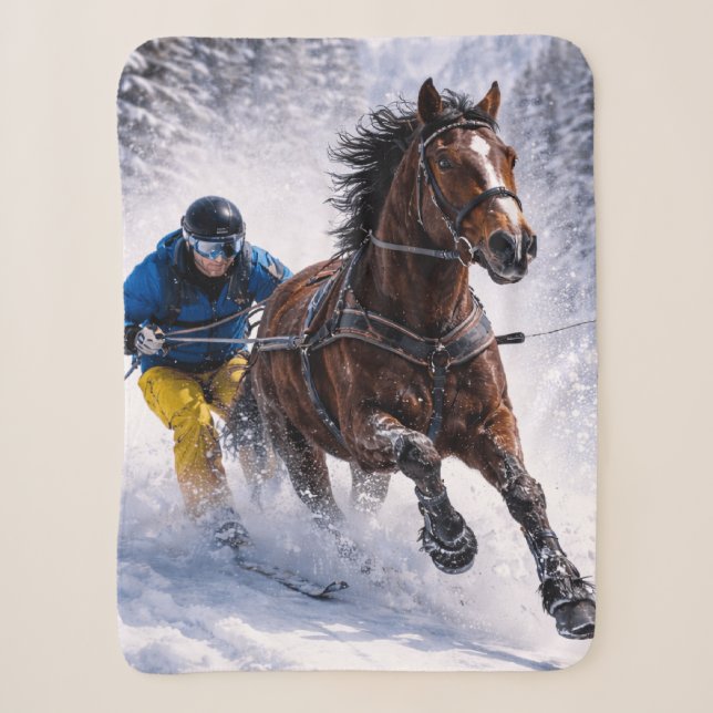   Winter Horse Home Decor Sherpa Blankets (Front)