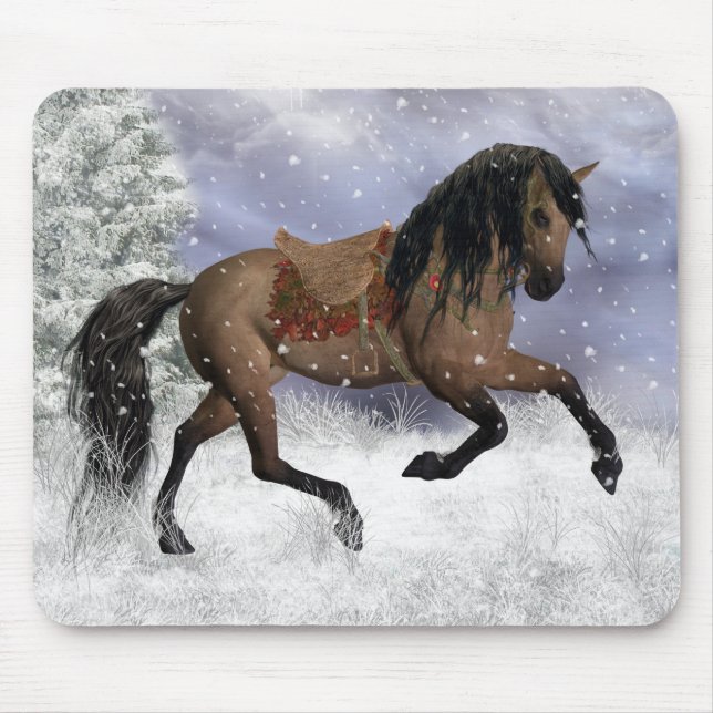 Winter Horse Mouse Pad, Mouse Mat - Equine Winter (Front)