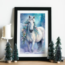Winter Horse with Flowers