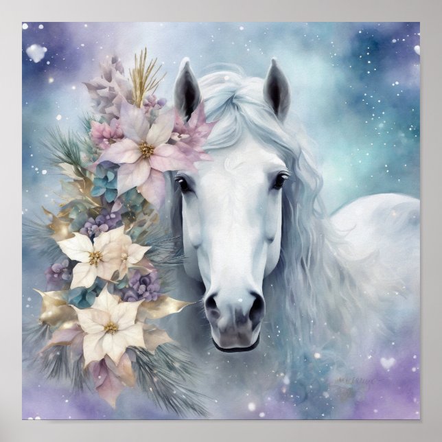 Winter Horse with Flowers Poster2 Poster (Front)