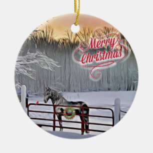 Winter horses Christmas Ceramic Tree Decoration