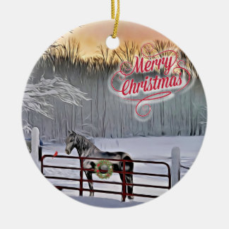 Winter horses Christmas Ceramic Tree Decoration