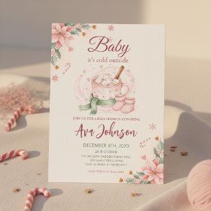 Winter Hot Cocoa Baby Shower Invitation Pink
