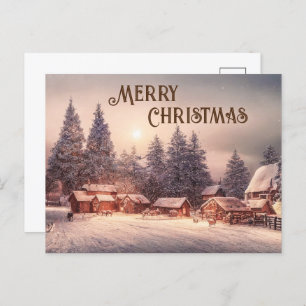 Winter house forest - Merry Christmas Postcard