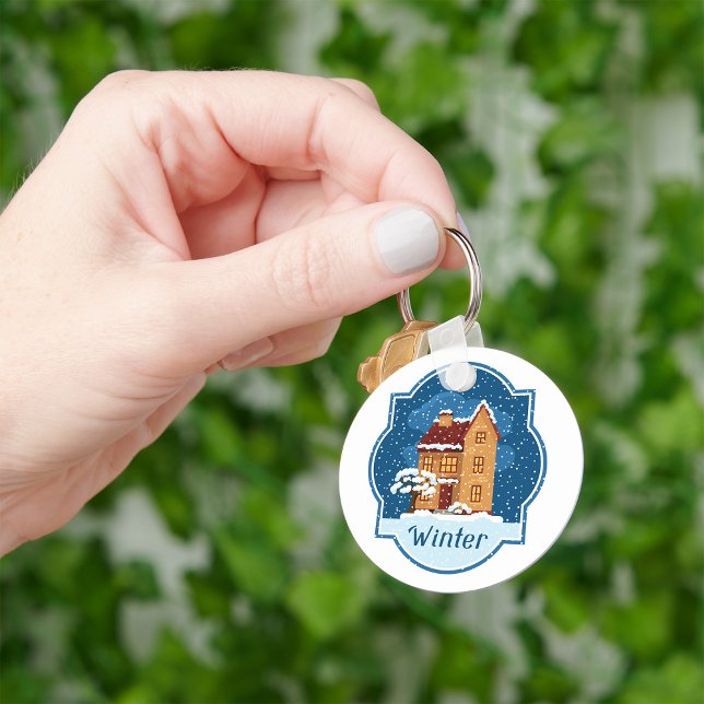 Winter House In The Snow Key Ring (Creator Uploaded)