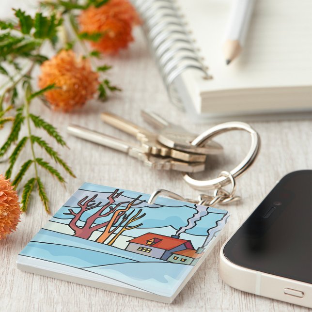 Winter House Landscape Key Ring (Creator Uploaded)