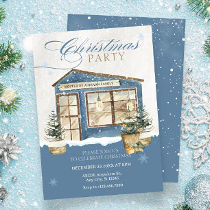 Winter house snow christmas party invitation